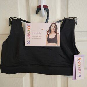 Joyspun Brushed Micro Scoop Bralette Super-Soft Fabric Pullover Styling Black S